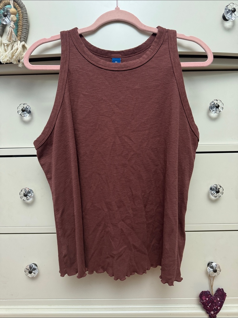 Old Navy Mauve Ribbed Lettuce Hem Tank
